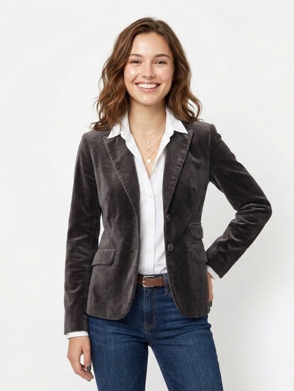 Boden Dark Brown Velvet Blazer Jacket Size 8 - Picture 1 of 9